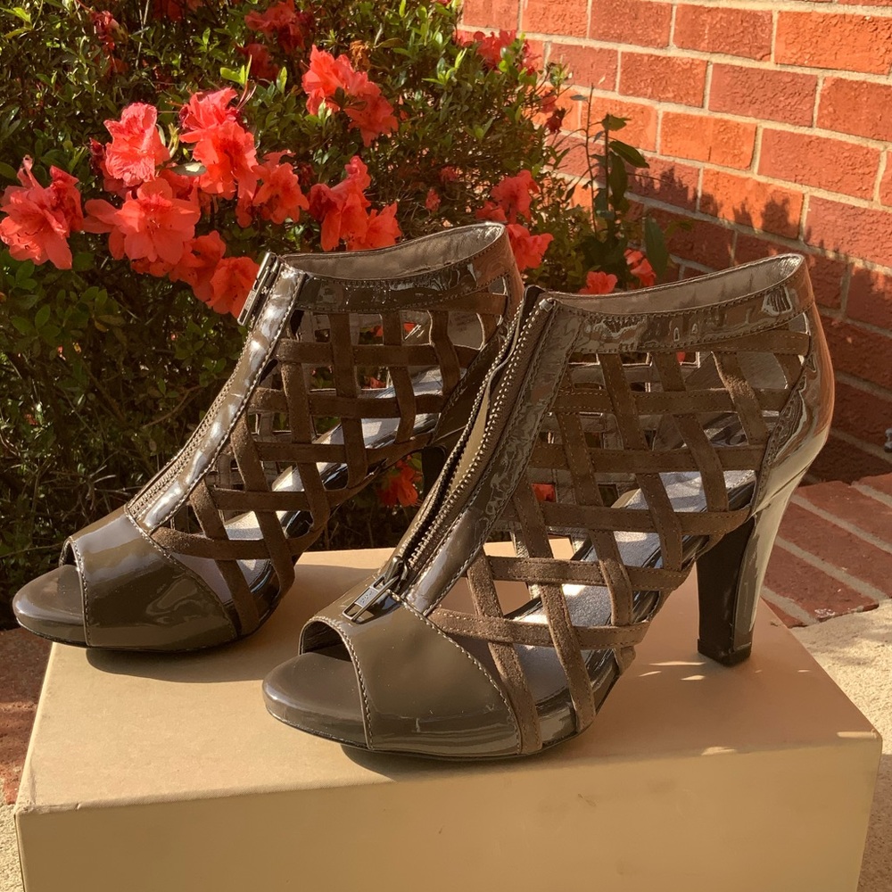 Brown Patent & Suede by Sofft. $25.00